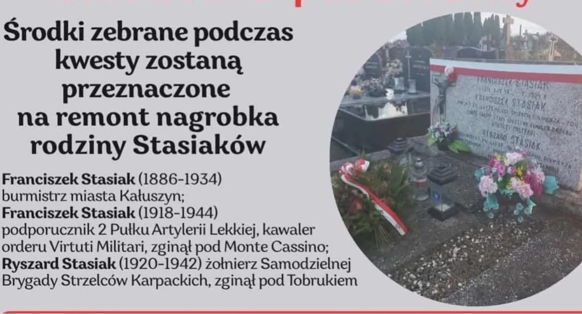  Kałuszyn: Zebrano 8 669, 90 zł na ratowanie zabytkowego nagrobka rodziny Stasiaków