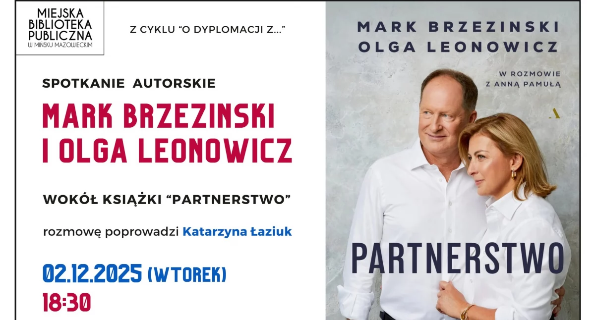 Spotkanie z Markiem Brzezińskim i Olgą Leonowicz w Miejskiej Bibliotece Publicznej w Mińsku Mazowieckim