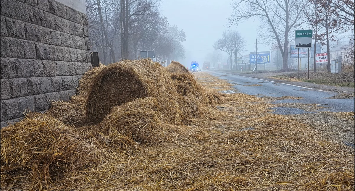 Ujrzanów: Ruch wahadłowy pod wiaduktem po zdarzeniu z ciężarówką przewożącą słomę