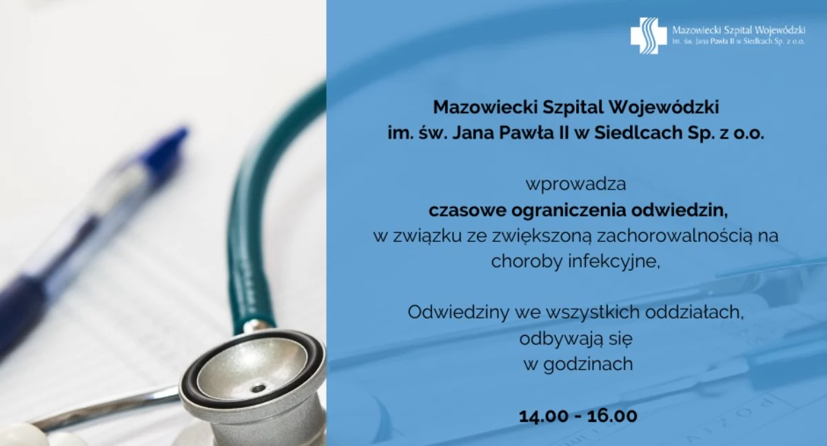 Ograniczenie odwiedzin w Mazowieckim Szpitalu Wojewódzkim w Siedlcach