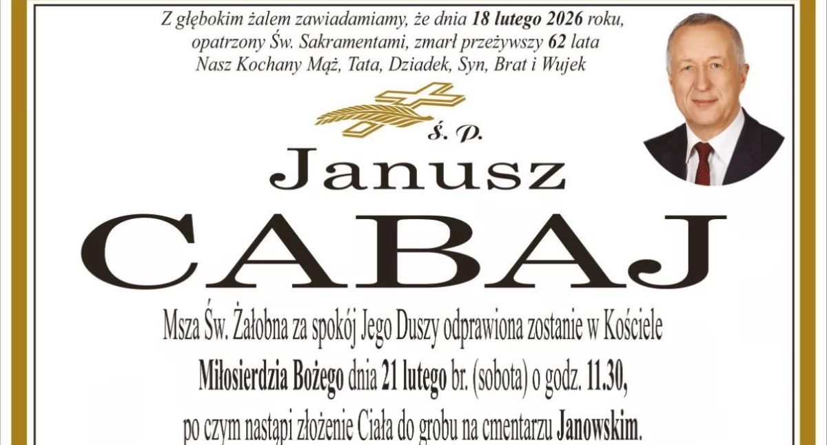 Uroczystości pogrzebowe śp. Janusza Cabaja