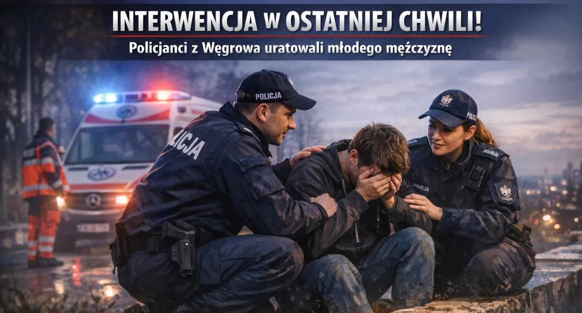Węgrowscy policjanci uratowali młodego mężczyznę