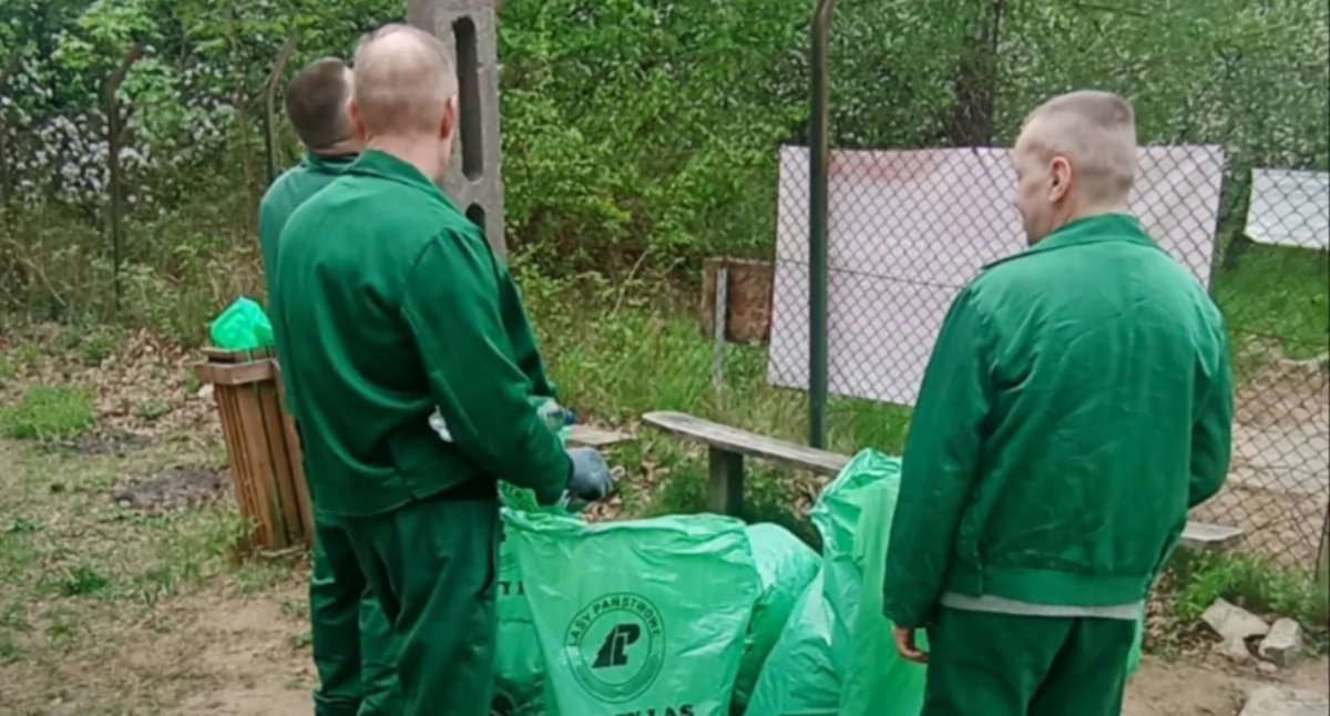 Osadzeni z Zakładu Karnego w Siedlcach sprzątali uroczysko Sekuła. Wspólna akcja z nadleśnictwem
