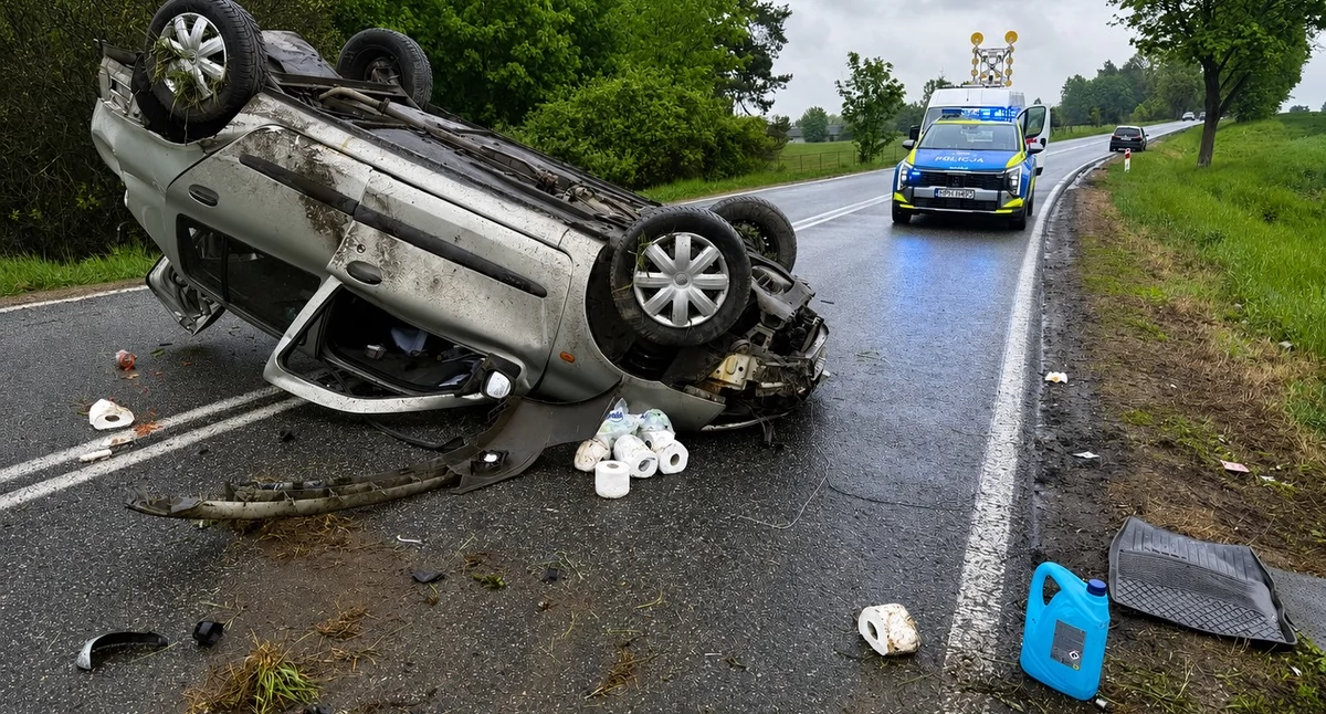 Gmina Sabnie: 30-latka za kierownicą Renault dachowała