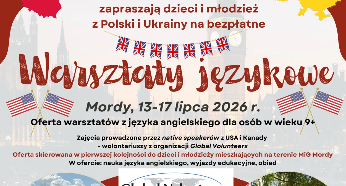 Bezpłatne warsztaty języka angielskiego w Mordach. Poprowadzą je native speakerzy z USA i Kanady