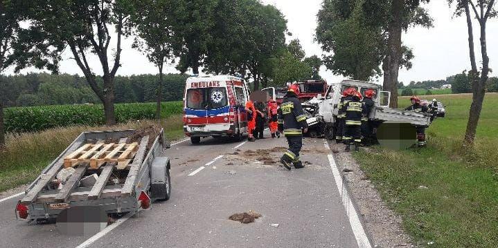 Trasa Skibniew - Dybów. Był wypadek, droga zablokowana