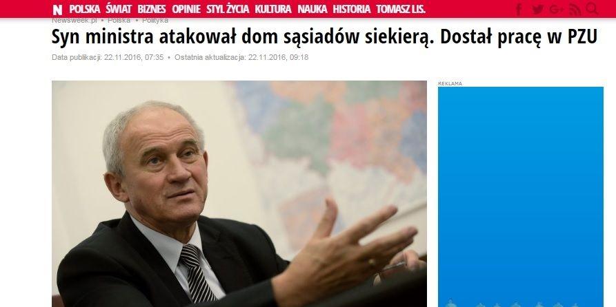 Dyrektorska posada dla syna ministra