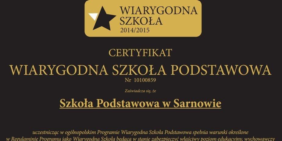 Wyróżniona szkoła w Sarnowie