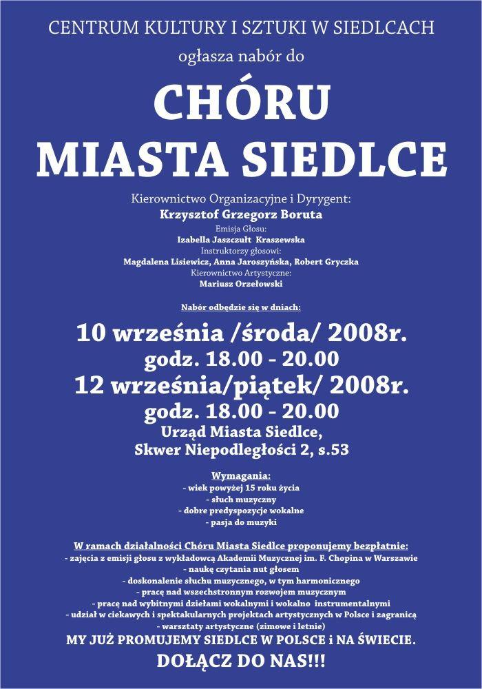 Chór Miasta Siedlce zaprasza