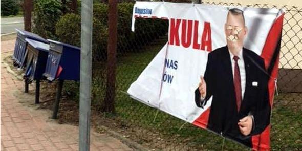 Akty wandalizmu w Sokołowie  Niszczą wyborcze banery