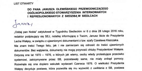 Marek Biały w obronie Wałęsy