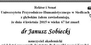 Zmarł dr Janusz Sobiecki