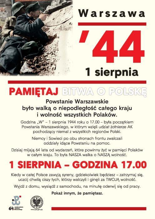 Uczcijmy pamięć Powstańców Warszawskich