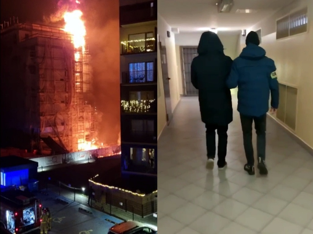 Policja zatrzymała mężczyznę, który jest podejrzany o spowodowanie pożaru elewacji bloku przy ul. Ceglanej