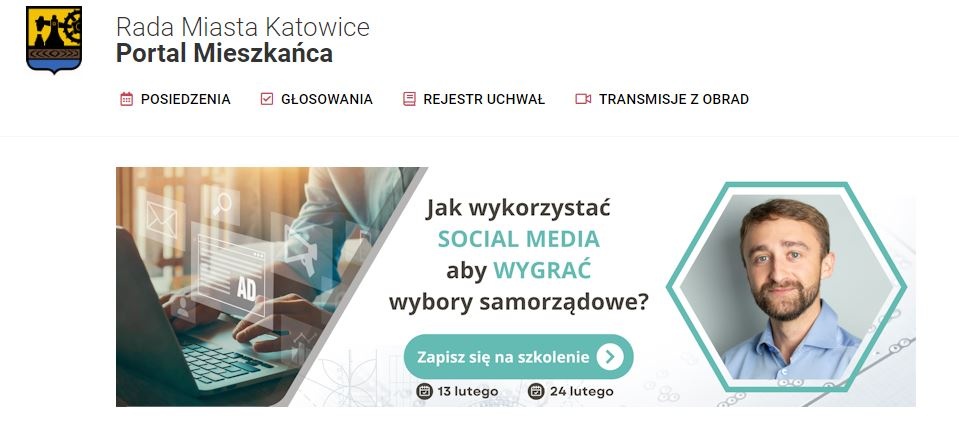 Na stronie Urzędu Miasta Katowice znajdowała się reklama szkoleń prywatnej firmy. Po naszych pytaniach baner został zdjęty