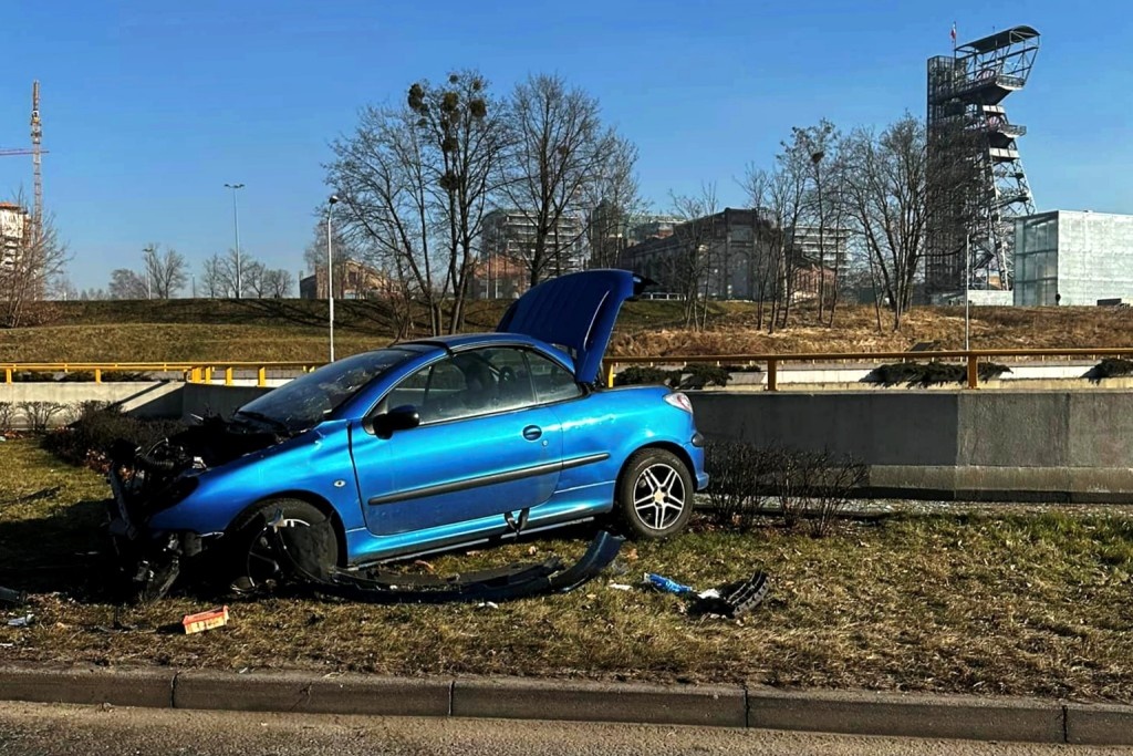 Samochód wyleciał z drogi na al. Roździeńskiego. Dwie osoby są ranne