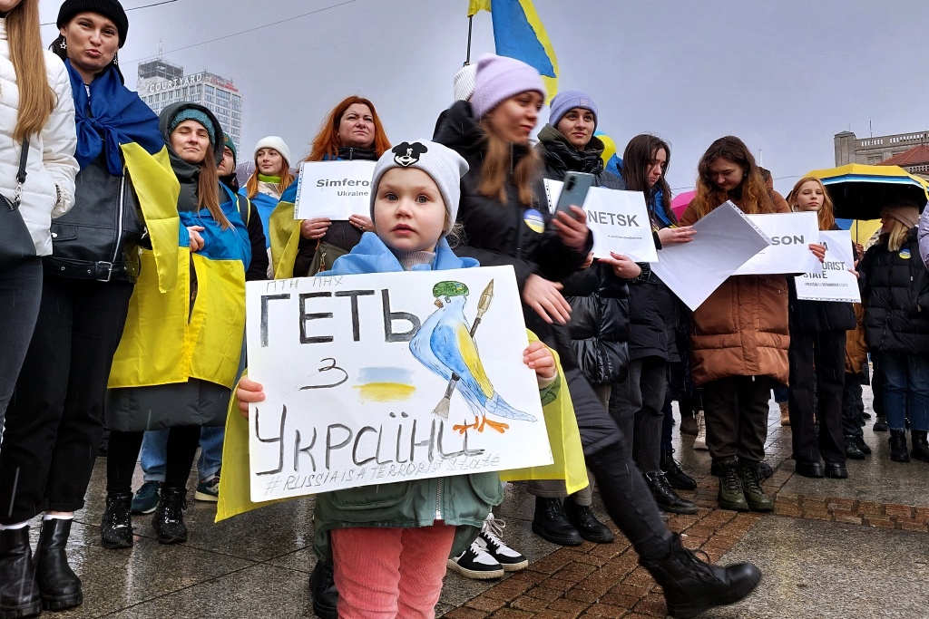 „Dziękujemy Polakom”. Tłumy na ukraińskiej manifestacji w centrum Katowic