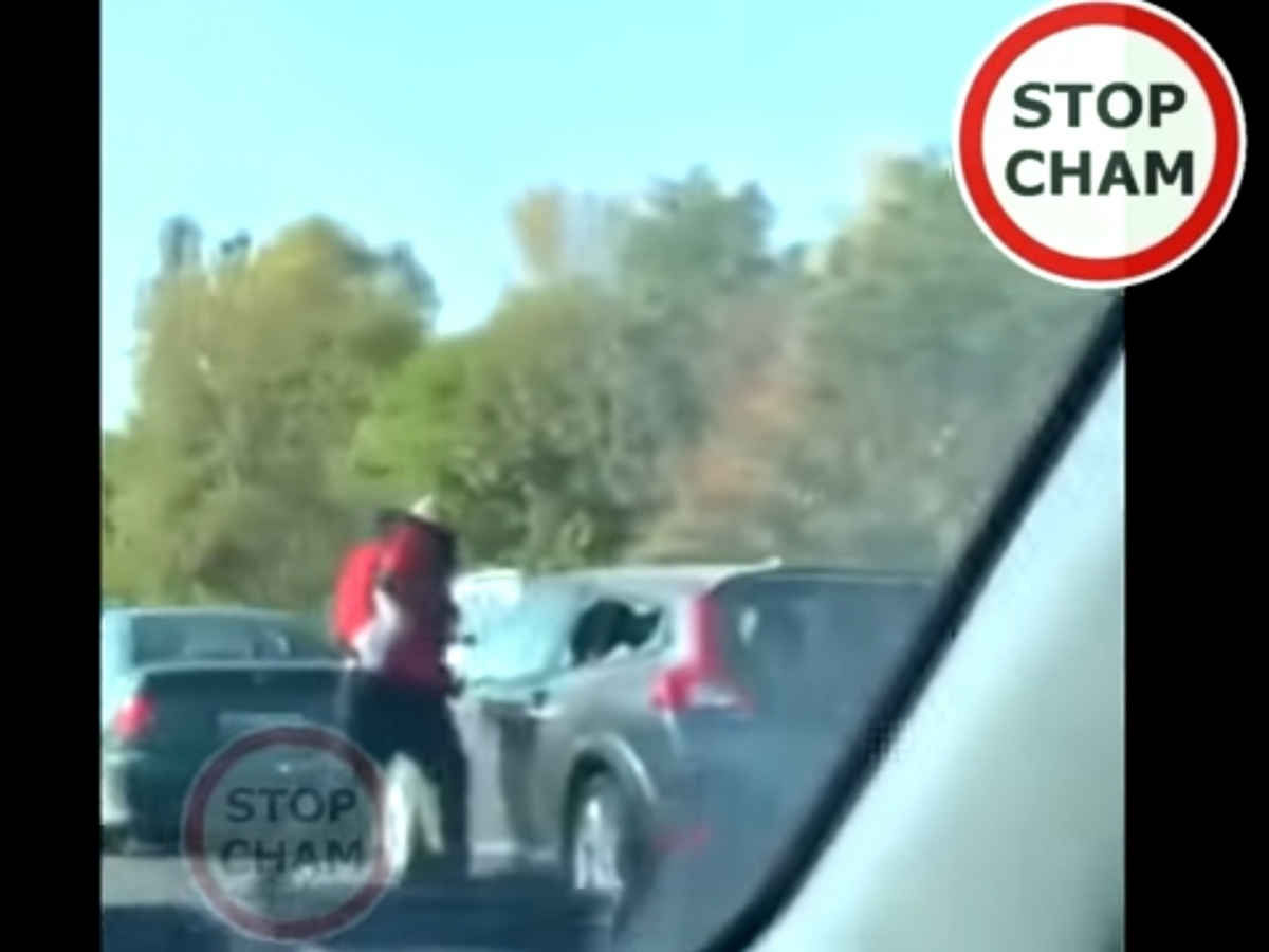 Rozwalił szybę i kopał w drzwi samochodu na DTŚ-ce. Policja szuka agresora