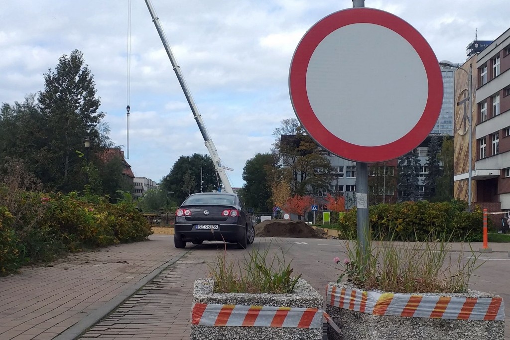 Obok Uniwersytetu Śląskiego miejsca parkingowe zamieniono na zieleń. Kierowcy i tak tam parkują