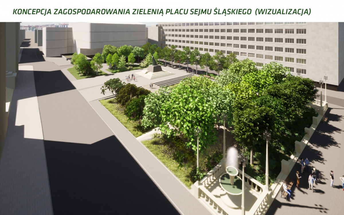 Na pl. Sejmu Śląskiego powstanie mały park. Znikną stąd samochody