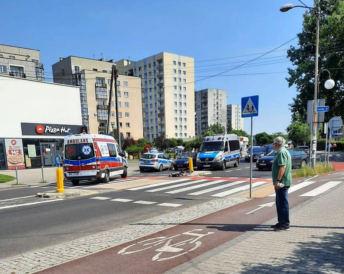 Zderzenie rowerzysty z samochodem osobowym na ul. Jankego