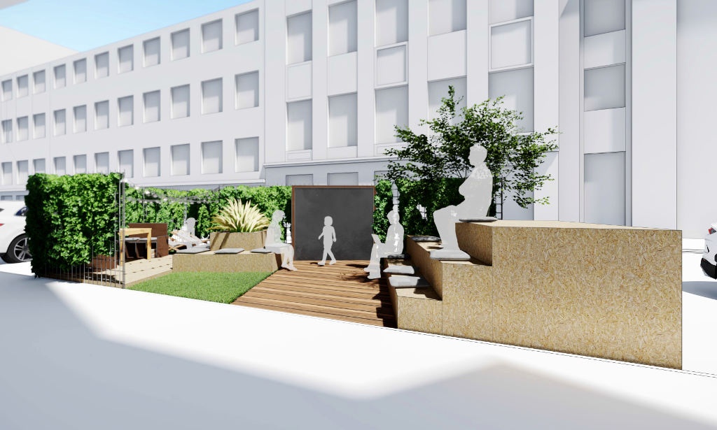 Zamiast parkingów, zieleń i miejsca do siedzenia. Na Teatralnej powstaje parklet