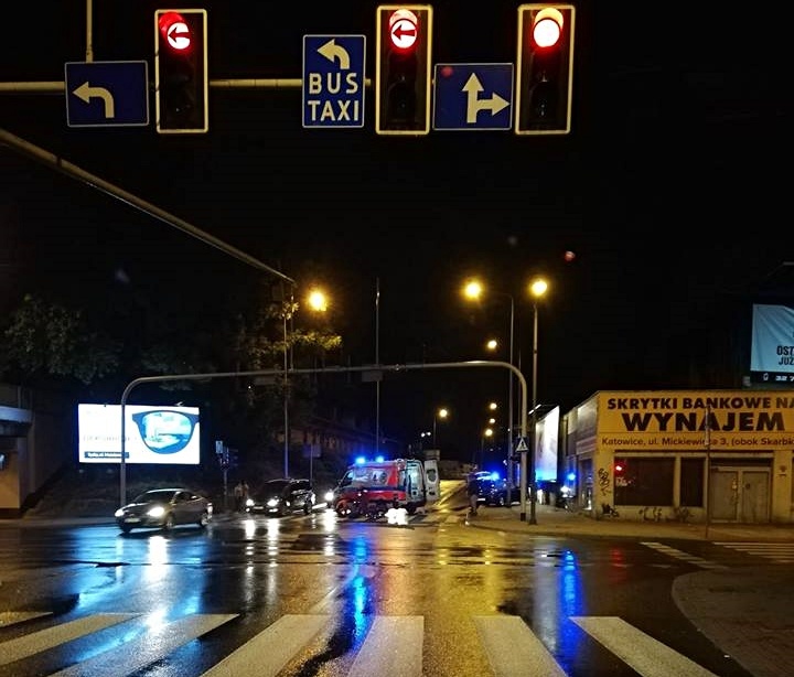 Potrącenie pieszego na skrzyżowaniu w centrum Katowic