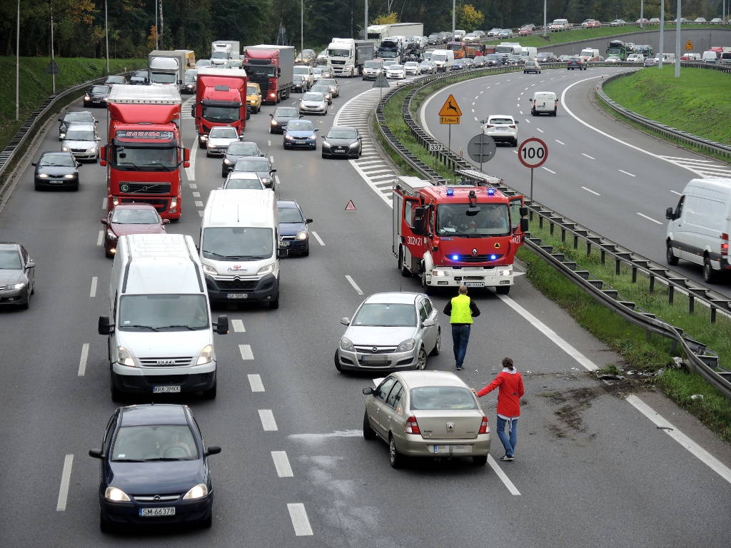 Kolizja na autostradzie A4