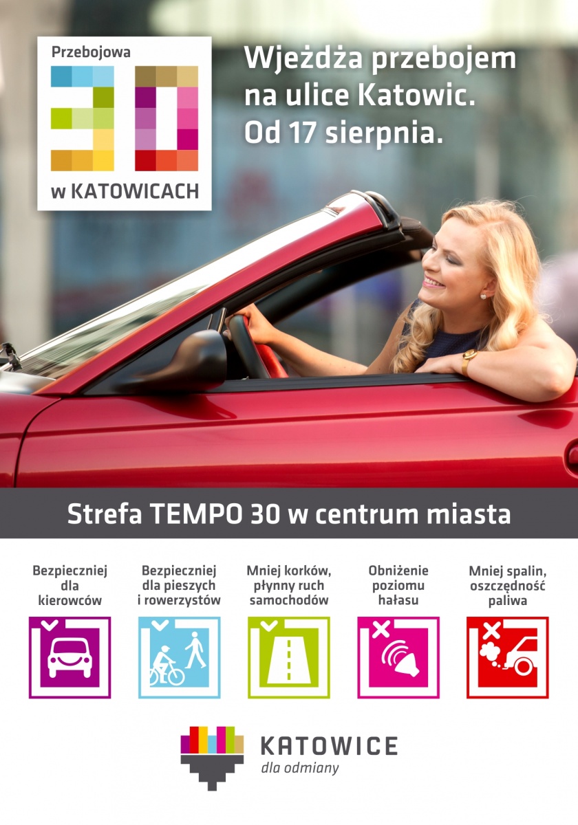 Strefa tempo 30 w Katowicach od 17 sierpnia