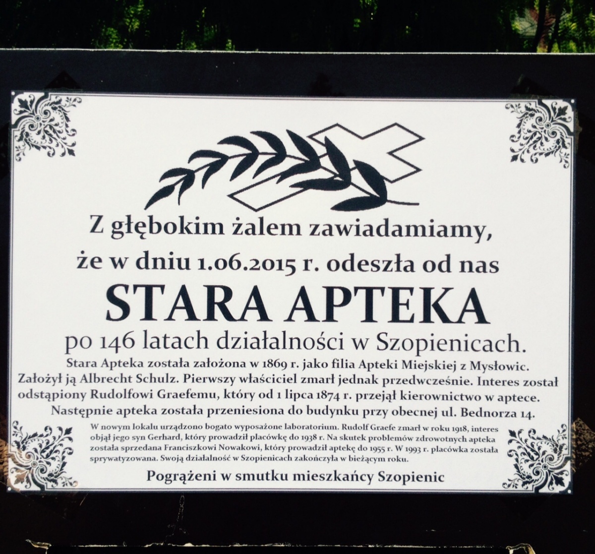 Jak to z wyprowadzką starej apteki z Szopienic było
