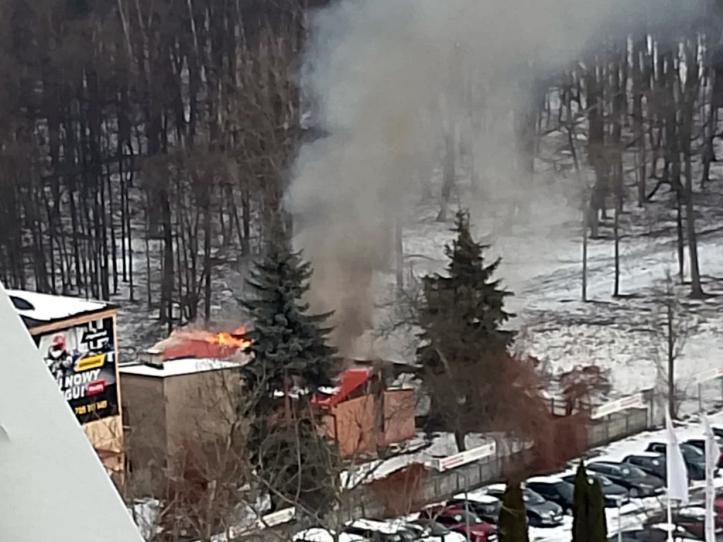 Pożar w Parku Śląskim. Zapalił sie dach dawnego baru