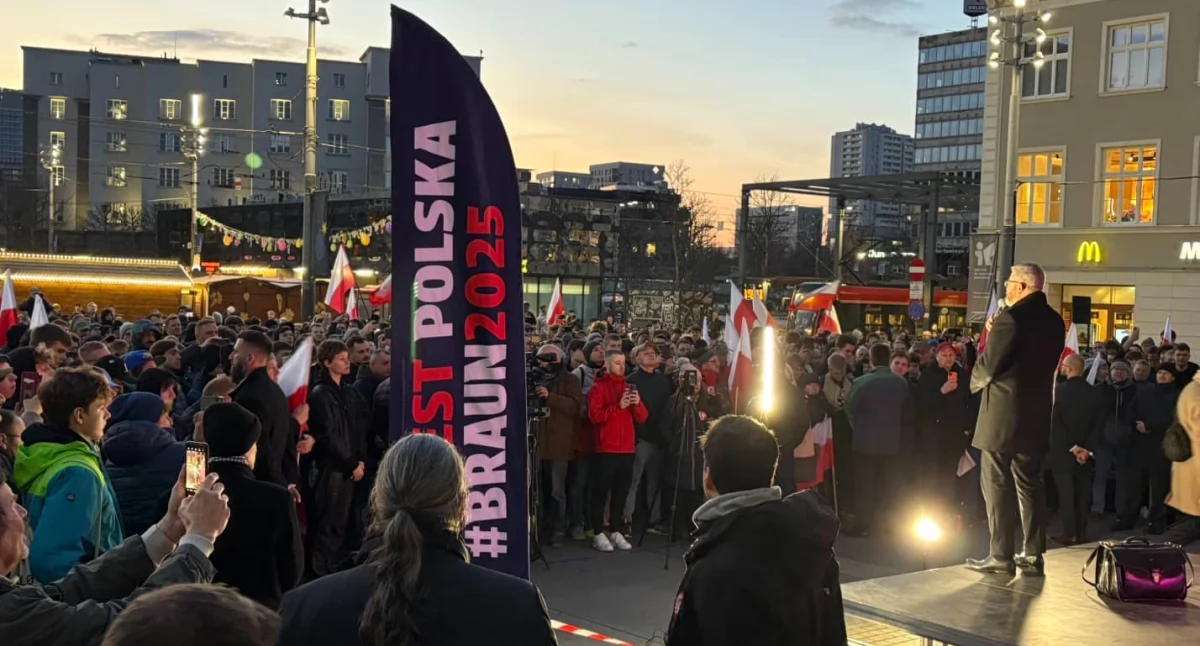 Grzegorz Braun w Katowicach: eurokołchoz, likwidacja podatków i legalizacja gaśnic