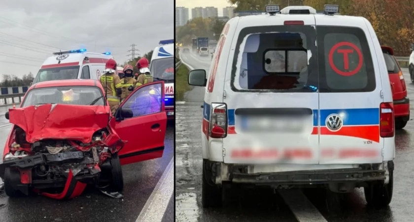 Wypadek na S86. Jedna osoba trafiła do szpitala
