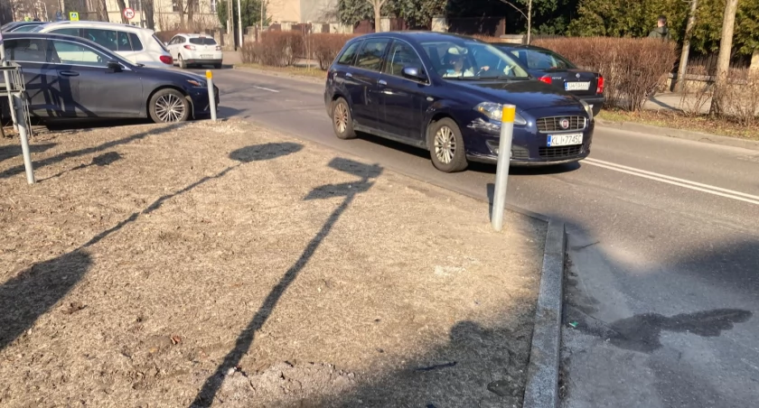 Zamiast poprawić źle zrobiony zieleniec przy drodze, MZUiM postawił słupki