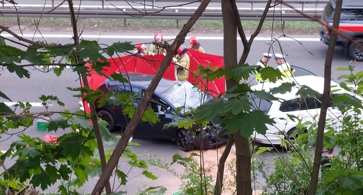 Dwie osoby trafiły do szpitala po wypadku w Katowicach. Policja ustala, co stało się na autostradzie A4