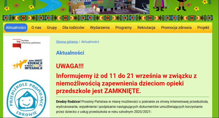 Przedszkole nr 5 w Łowiczu od jutra wraca do pracy