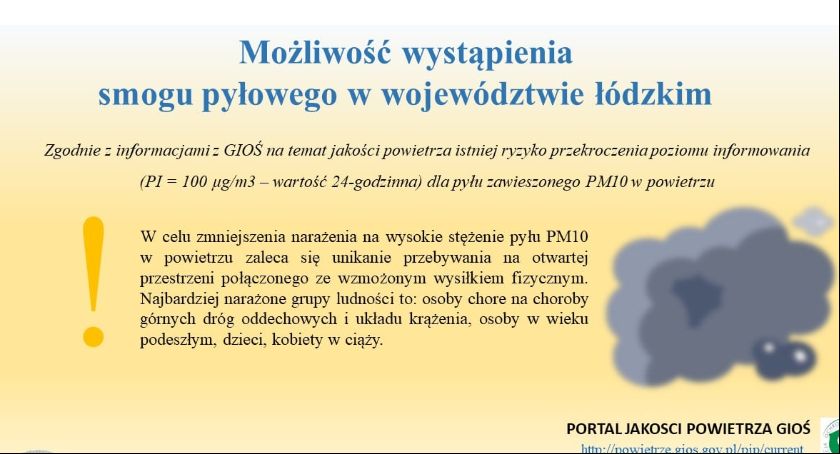 UWAGA! Smog pyłowy na terenie województwa łódzkiego