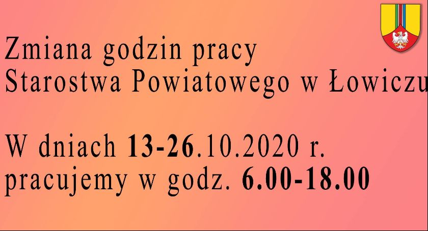 Zmiana godzin pracy w Starostwie Powiatowym w Łowiczu