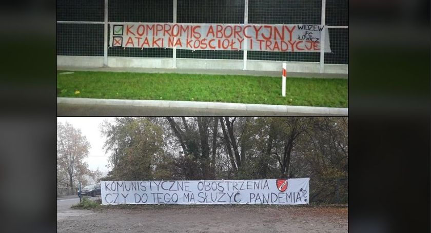 Transparenty na temat aborcji i pandemii w Łowiczu