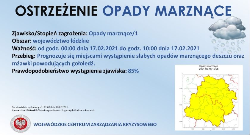 Uwaga na marznące opady deszczu i mżawki