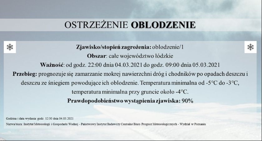  Dzisiejszej nocy uwaga na oblodzenie!