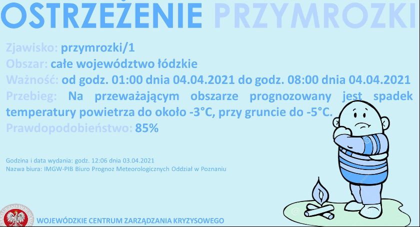Przymrozki na terenie całego powiatu łowickiego! Uwaga na oblodzone drogi! 