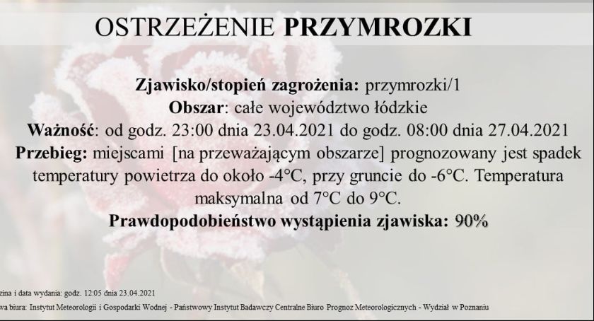 Uwaga na przymrozki! Ostrzeżenie IMGW
