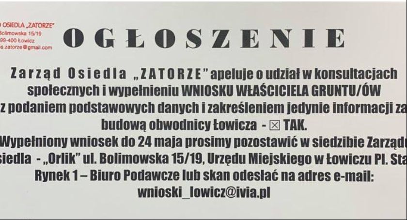 Obwodnica Łowicza. Zarząd Osiedla Zatorze prowadzi akcję informacyjną!