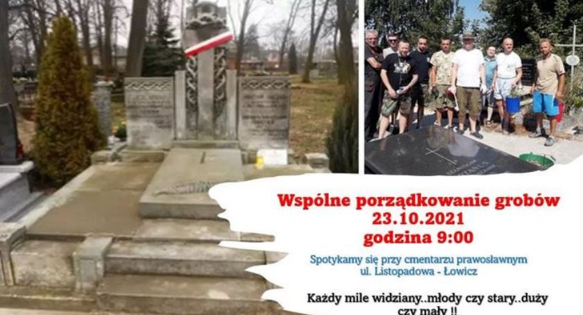Porządkowanie grobów na cmentarzu prawosławnym  i katedralnym w Łowiczu