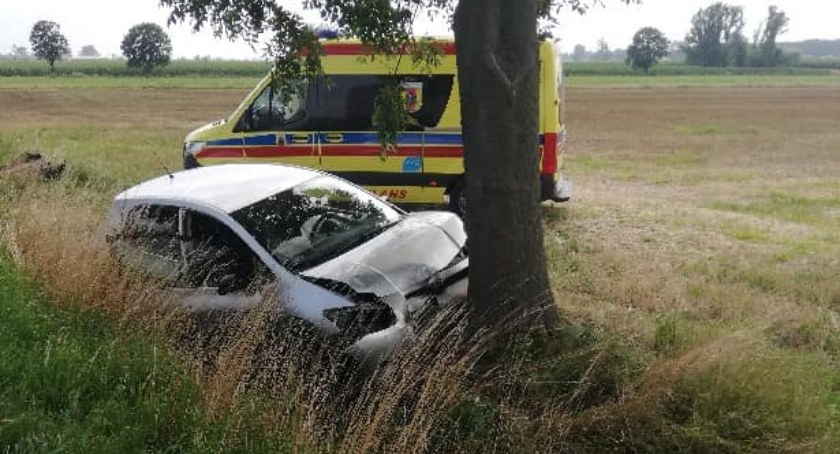 Wypadek w Karsznicach! Toyota uderzyła w drzewo