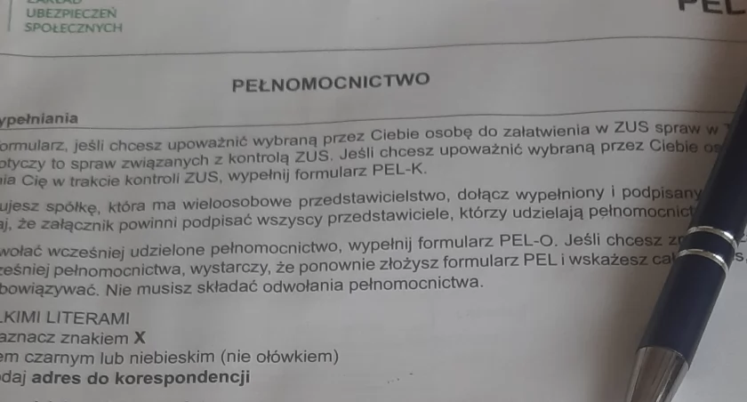 Pełnomocnictwo od Seniora do załatwiania spraw w ZUS-ie