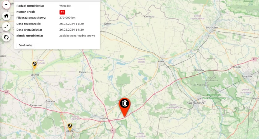 Utrudnienia na autostradzie A2 między Łodzią a Łowiczem