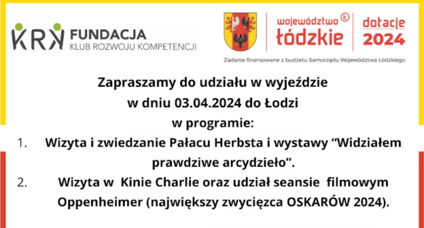 Weź udział w darmowym wyjeździe do kina oraz Pałacu Herbsta w Łodzi 