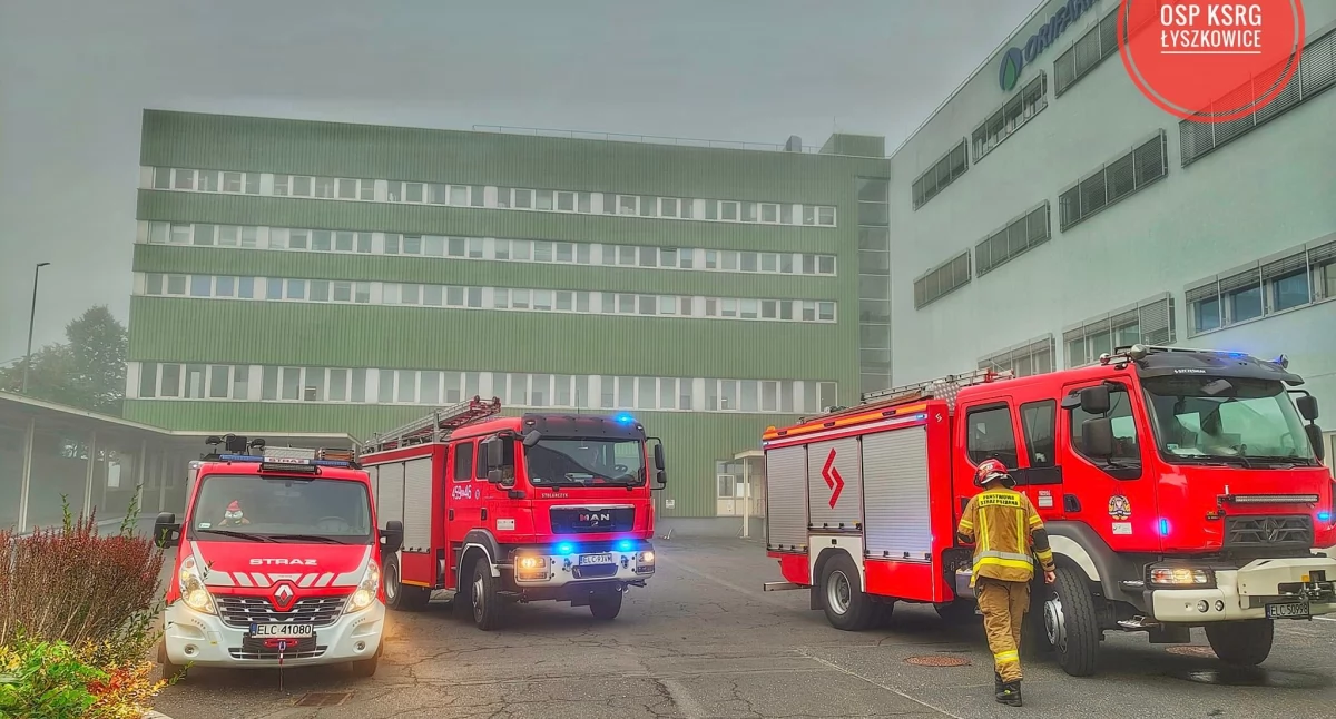 Łyszkowice. Poranna akcja straży pożarnej w zakładzie Orifarm